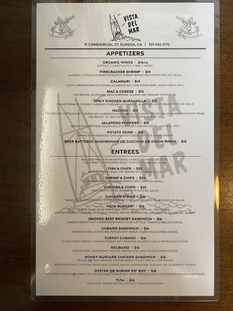 Vista Del Mar Menu - Image 2